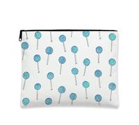 Bolsa de cosméticos con patrón de piruletas, bolsa de maquillaje de viaje con remolino de caramelo azul para mujer, organizador portátil con cremallera, bolso de aseo para el cuidado de la piel
