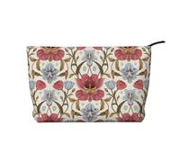 Bolsa de cosméticos con patrón floral, bolsa de maquillaje grande de pana, estuche de almacenamiento de belleza de viaje, diseño vintage, Rosa real a, Floral vintage