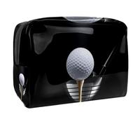 Bolsa de cosméticos con pelota de golf en camiseta con club en el centro de atención para mujeres, bolsas de aseo de viaje, bolsa grande de PVC para maquillaje, práctica bolsa organizadora con