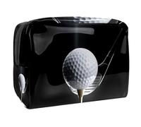 Bolsa de cosméticos con pelota de golf en camiseta con club en el centro de atención para mujeres, bolsas de aseo de viaje, bolsa grande de PVC para maquillaje, práctica bolsa organizadora con