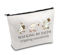 Bolsa de cosméticos con versículo bíblico de ganso, regalo inspirador cristiano Walking by Faith Inspire, bolsa de maquillaje, regalo de humor religioso, Por Faith-uk, Bolsa: