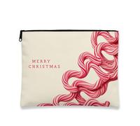 Bolsa de cosméticos de bastón de caramelo, bolsa de maquillaje de Navidad con remolino rojo para mujer, organizador portátil de lona con cremallera, bolsa de aseo para el cuidado de la piel de