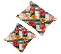 Bolsa de cosméticos de bolsillo con cierre a presión, estilo bohemio con pequeñas flores, impermeable, para viaje, maquillaje, portátil, sin cremallera, para mujer, multicolor, 05, 7,1 x 5,8,