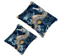 Bolsa de cosméticos de bolsillo Ocean Wave, impermeable, sin cremallera, cierre automático, mini almacenamiento de viaje para auriculares y joyas, Multi 06, 7.1x5.8 inch/4.7x4.5 inch