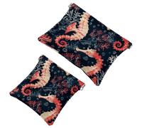 Bolsa de cosméticos de bolsillo Ocean Wave, impermeable, sin cremallera, cierre automático, mini almacenamiento de viaje para auriculares y joyas, Multi 03, 7.1x5.8 inch/4.7x4.5 inch