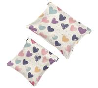 Bolsa de cosméticos de bolsillo para el día de San Valentín, con corazones de color crema sobre fondo rojo, impermeable, bolsa de viaje para maquillaje, portátil, sin cremallera, para mujer,