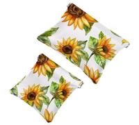 Bolsa de cosméticos de bolsillo pequeño, bolsa de maquillaje de viaje para bolsa, sin cremallera, mini bolsa de maquillaje para mujeres y niñas, patrón de acuarela con girasoles amarillos, multicolor,