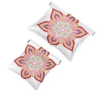 Bolsa de cosméticos de bolsillo pequeño, bolsa de maquillaje de viaje para bolso, sin cremallera, mini bolsa de maquillaje para mujeres y niñas, mandalas negras artísticas para colorear, Multi 07,