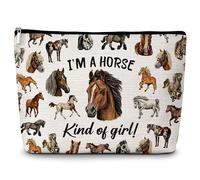 Bolsa de cosméticos de caballo, bolsa de maquillaje de viaje I'm Horse Kind Of Girl, regalos para amantes de los caballos, regalos para amantes de los animales, regalos de cumpleaños inspiradores para