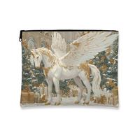 Bolsa de cosméticos de caballo mágico de fantasía, elegante bolsa de maquillaje de caballo mágico con alas para mujer, organizador portátil de viaje con cremallera, bolsa de aseo para el cuidado de la