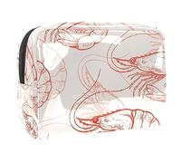 Bolsa de cosméticos de camarón sobre fondo pastel para mujer, bolsas de aseo de viaje, bolsa grande de PVC para maquillaje, práctica bolsa organizadora con cremallera, multicolor,