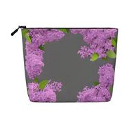 Bolsa de cosméticos de cáñamo falso, organizador grande para viajes, resistente al agua, diseño de flores lilas en flor