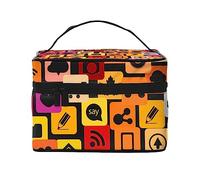 Bolsa de cosméticos de cohetes y planetas espaciales, bolsa de maquillaje, bolsas de cosméticos de viaje para mujer, bolsas de aseo, Iconos de redes sociales, Talla única