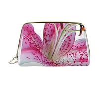 Bolsa de cosméticos de cuero con diseño de lunares rosados, bolsa pequeña, con cremallera, estuche para lápices, organizador de artículos de tocador, almacenamiento de belleza, color, 5.0cm*10.5cm*20.5cm, Estuche para lápices