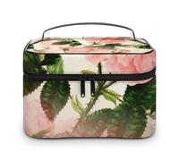Bolsa de cosméticos de cuero de alta calidad para viajes, organizador de maquillaje impermeable con divisor ajustable, diseño antiarañazos y antiderrames, ideal para gimnasio, camping, viajes de