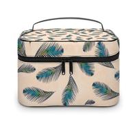 Bolsa de cosméticos de cuero de alta calidad para viajes, organizador de maquillaje impermeable con divisor ajustable, diseño antiarañazos y antiderrames, ideal para gimnasio, camping, viajes de