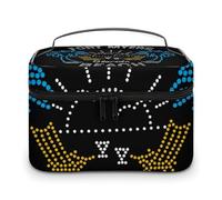 Bolsa de cosméticos de cuero de alta calidad para viajes, organizador de maquillaje impermeable con divisor ajustable, diseño antiarañazos y antiderrames, ideal para gimnasio, camping, viajes de