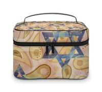 Bolsa de cosméticos de cuero de alta calidad para viajes, organizador de maquillaje impermeable con divisor ajustable, diseño antiarañazos y antiderrames, ideal para gimnasio, camping, viajes de