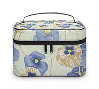 Bolsa de cosméticos de cuero de alta calidad para viajes, organizador de maquillaje impermeable con divisor ajustable, diseño antiarañazos y antiderrames, ideal para gimnasio, camping, viajes de