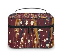 Bolsa de cosméticos de cuero de alta calidad para viajes, organizador de maquillaje impermeable con divisor ajustable, diseño antiarañazos y antiderrames, ideal para gimnasio, camping, viajes de