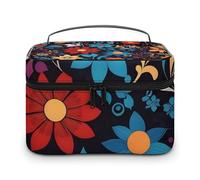 Bolsa de cosméticos de cuero de alta calidad para viajes, organizador de maquillaje impermeable con divisor ajustable, diseño antiarañazos y antiderrames, ideal para gimnasio, camping, viajes de