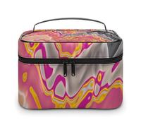 Bolsa de cosméticos de cuero de alta calidad para viajes, organizador de maquillaje impermeable con divisor ajustable, diseño antiarañazos y antiderrames, ideal para gimnasio, camping, viajes de