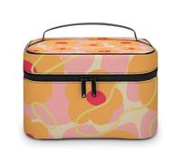 Bolsa de cosméticos de cuero de alta calidad para viajes, organizador de maquillaje impermeable con divisor ajustable, diseño antiarañazos y antiderrames, ideal para gimnasio, camping, viajes de