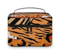 Bolsa de cosméticos de cuero de alta calidad para viajes, organizador de maquillaje impermeable con divisor ajustable, diseño antiarañazos y antiderrames, ideal para gimnasio, camping, viajes de