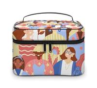 Bolsa de cosméticos de cuero de alta calidad para viajes, organizador de maquillaje impermeable con divisor ajustable, diseño antiarañazos y antiderrames, ideal para gimnasio, camping, viajes de