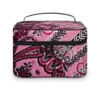 Bolsa de cosméticos de cuero de alta calidad para viajes, organizador de maquillaje impermeable con divisor ajustable, diseño antiarañazos y antiderrames, ideal para gimnasio, camping, viajes de