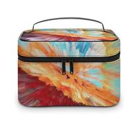 Bolsa de cosméticos de cuero de alta calidad para viajes, organizador de maquillaje impermeable con divisor ajustable, diseño antiarañazos y antiderrames, ideal para gimnasio, camping, viajes de