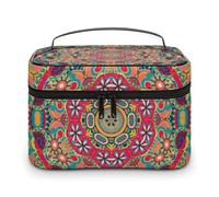 Bolsa de cosméticos de cuero de alta calidad para viajes, organizador de maquillaje impermeable con divisor ajustable, diseño antiarañazos y antiderrames, ideal para gimnasio, camping, viajes de