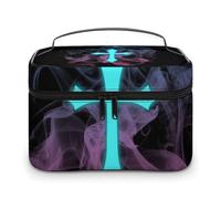 Bolsa de cosméticos de cuero de alta calidad para viajes, organizador de maquillaje impermeable con divisor ajustable, diseño antiarañazos y antiderrames, ideal para gimnasio, camping, viajes de