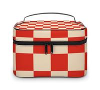 Bolsa de cosméticos de cuero de alta calidad para viajes, organizador de maquillaje impermeable con divisor ajustable, diseño antiarañazos y antiderrames, ideal para gimnasio, camping, viajes de