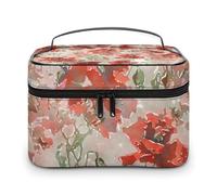 Bolsa de cosméticos de cuero de alta calidad para viajes, organizador de maquillaje impermeable con divisor ajustable, diseño antiarañazos y antiderrames, ideal para gimnasio, camping, viajes de