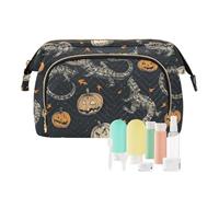 Bolsa de cosméticos de dibujos animados malvados de Halloween, cocodrilo, calabaza, con cremallera, gran capacidad, bolsa de cosméticos de viaje, monedero, monedero, cartera para organizador de