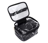 Bolsa de cosméticos de Doble Capa, Organizador de Maquillaje Transparente de Gran Capacidad, Bolsa de artículos Esenciales de Viaje, Bolsa con Cremallera de PVC para Mujeres y