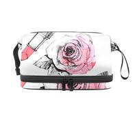 Bolsa de cosméticos de doble capa para pintalabios, perfume y brocha, para mujeres y niñas, neceser de viaje, bolsa organizadora de maquillaje, bolsa organizadora con compartimento para brochas,