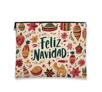 Bolsa de cosméticos de Feliz Navidad, bolsa de maquillaje floral festiva para mujer, organizador portátil de lona con cremallera, bolsa de aseo de viaje de Navidad, Varios colores, 7x9 Inch, Floral