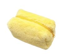 Bolsa de cosméticos de felpa diseñada para mujeres en camino, cuenta con estilos de aspecto simple pero elegante para todas tus necesidades de maquillaje, Amarillo