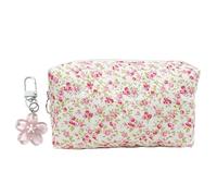 Bolsa De Cosméticos De Flores De Algodón De 1 Pieza, Llavero De Flores De Resina De 1 Pieza, Neceser De Viaje De Gran Capacidad, Bolso De Mano De Algodón.