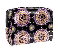 Bolsa de cosméticos de flores de mandalas para mujer, bonita bolsa de maquillaje impermeable, espaciosa, bolsa de aseo de viaje, regalos para niñas, Multicolor 03, 18.5x7.5x13cm/7.3x3x5.1in, Estuche