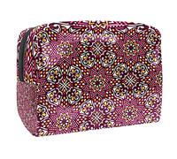 Bolsa de cosméticos de flores de mandalas para mujer, bonita bolsa de maquillaje impermeable, espaciosa, bolsa de aseo de viaje, regalos para niñas, Multicolor 04, 18.5x7.5x13cm/7.3x3x5.1in, Estuche