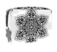 Bolsa de cosméticos de flores de mandalas para mujer, bonita bolsa de maquillaje impermeable, espaciosa, bolsa de aseo de viaje, regalos para niñas, Multicolor 01, 18.5x7.5x13cm/7.3x3x5.1in, Estuche