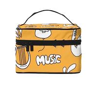 Bolsa de cosméticos de fondo de cumpleaños con diseño de unicornio y cuento de hadas, bolsa de maquillaje, bolsas de cosméticos de viaje para mujer, bolsas de aseo, Elementos musicales Set Órgano Violín Piano, Talla única
