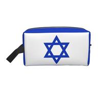 Bolsa de cosméticos de gran capacidad con estampado de bandera israelí para mujeres, bolsa de aseo para hombre, bolsa de aseo de viaje, White, Talla única