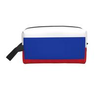 Bolsa de cosméticos de gran capacidad con estampado de bandera rusa para mujeres, bolsa de aseo para hombre, bolsa de aseo de viaje, White, Talla única