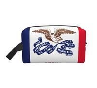 Bolsa de cosméticos de gran capacidad con estampado de la bandera del estado de Iowa para mujeres, bolsa de aseo para hombre, bolsa de aseo de viaje, White, Talla única