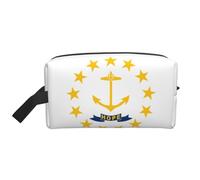 Bolsa de cosméticos de gran capacidad con estampado de la bandera del estado de Rhode Island para mujeres, bolsa de aseo para hombre, bolsa de aseo de viaje, White, Talla única