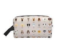 Bolsa de cosméticos de gran capacidad con estampado de raza de perro para mujeres, bolsa de aseo para hombre, bolsa de aseo de viaje, White, Talla única